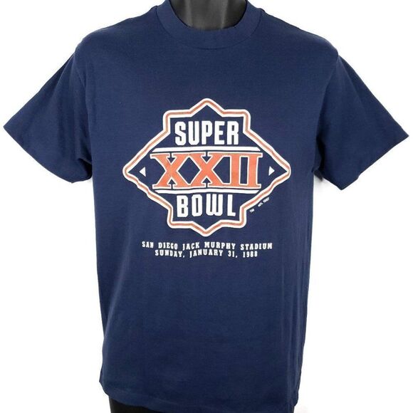 Super Bowl XXII 22 T Shirt Vintage 80s 1988 Washington Denver Broncos 50/50 - Picture 1 of 6